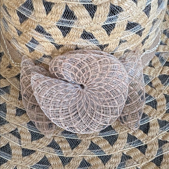 Tan Sun Hat with  Flower - Picture 2 of 4